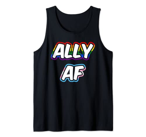 Ally AF LGBTQ Bandiera Gay Orgoglio Uguaglianza Trans Lesbiche Queer Canotta