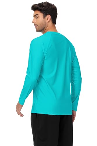 Image of AOBUTE Mens Long Sleeve Swim Shirt Quick Dry Sun Protection Rash Guard