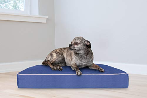 Image of Furhaven Water-Resistant Pillow Dog Bed for Small Dogs w / Removable Washable Cover - Indoor & Outdoor Solid Polycanvas Mattress - Blue, Small