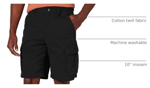 Amazon Essentials Herren 25cm Cargo-Shorts in klassischer Passform (erhältlich in Big & Tall), Schwarz, 38W
