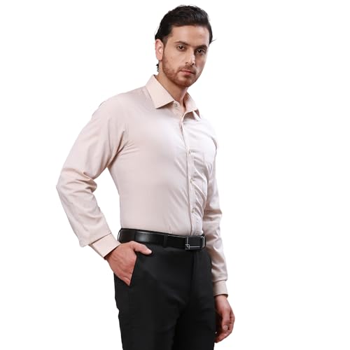 Image of Raymond Men's Pure Cotton Structure Pattern Slim Fit Semi Cutaway Collar Full Sleeve Formal Shirt