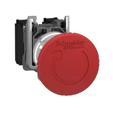 Schneider Electric Harmony XB4 - Emergency Stop Switch - diameter 40 - Press - Red - 1O+1F - Screws - Image 3