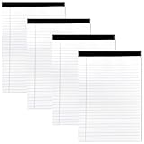 HWXZUUO 4pcs weiße Rechtspads, 8,4 x 11,7 Zoll breit geregeltes Legal Pad, 50 Blätter Schreibblock, reißbare Notizblocketten für Haushaltsvorräte für Büroschulen, weiße Rechtspads