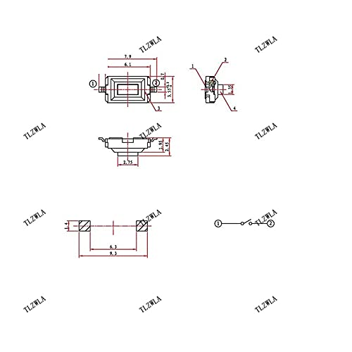 Miniatura 2 de 1000pcs Touch Micro Switch 14.272 in SMD Blanco Botón Cabeza 3x6x2.5