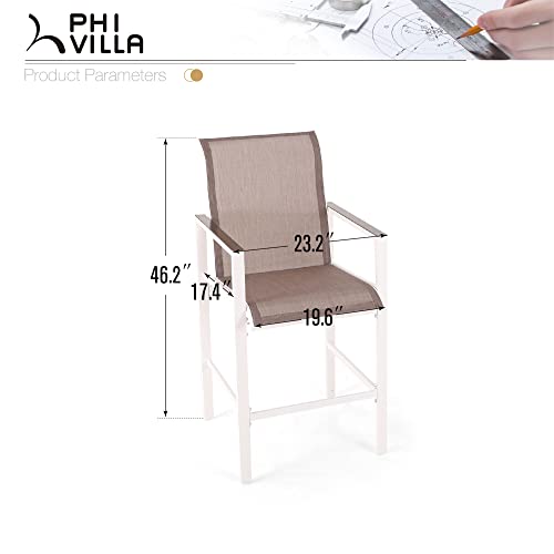 Phi Villa Patio Bar Chairs Set Of 2,Counter Height Barstool With Quick-Drying Textilene Fabric,Armrest And Backrest For All-Weather,Metal Bar Chairs For Backyard Lawn Garden #TOP1