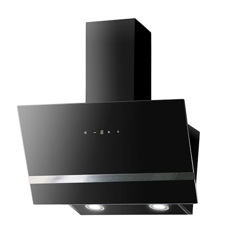 Respekta Dunstabzugshaube / Schräghaube 80 cm / Metallgehäuse mit Glasschirm in...