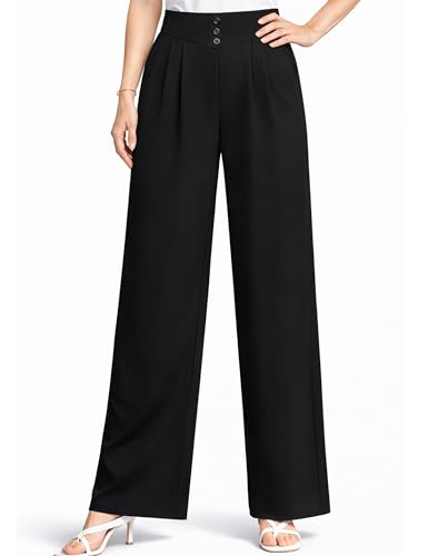 AEQUEM Women’s 2026 Spring Summer Soft Flowy High-Waist Pull-On Wide-Leg