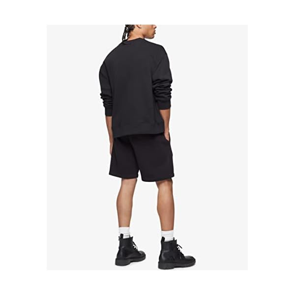 Calvin Klein Men's Relaxed Fit Monogram Logo Fleece Sweatshirt, Black Beauty, Large - Image 3