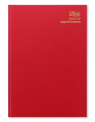 Image of Letts of London Standard A4 academic 2026/2027 day to a page with appointments diary - Red 27-TA1ZRD
