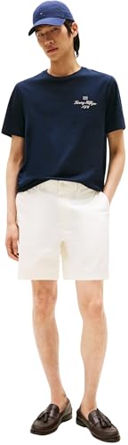 Tommy Hilfiger Herren T-Shirt Kurzarm Outline Script Tee Regular Fit, Blau (Desert Sky), L – Ansicht 4