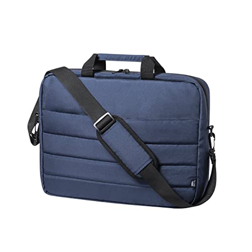 Maletín para portátil con diseño urbano y acolchado total. Compartimento para ordenador portátil de hasta 15 pulgadas. Fabricado en resistente RPET 300D. Color azul Cover