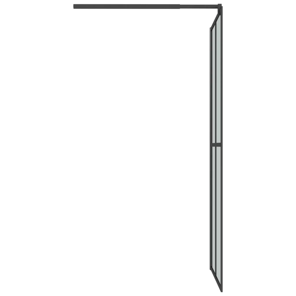 Kabina prysznicowa z drążkiem podporowym i regulowaną ramą aluminiową z ciemnego szkła bezpiecznego 5 mm do nowoczesnego prysznica Walk-in 90 x 195 cm