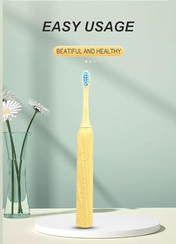 Fayet Smart Sonic Bamboo Toothbrush, IPX8 Waterproof with 3 Replaceable Heads & 5 Modes for Adults & Kids - Image 5