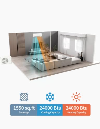 Image of Garvee 24,000 BTU Mini Split Air Conditioner with Heat Pump, 21 SEER | Cools Up to 1500 Sq. Ft, Inverter AC with Installation Kit & Remote, Ductless AC Unit with Pre-Charged Condenser, 230V, White