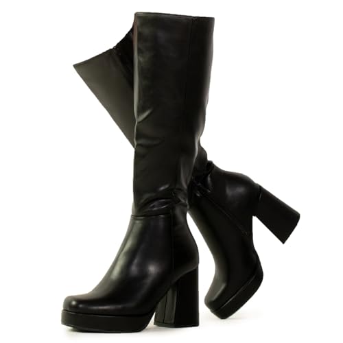RF ROOM OF FASHION Women's Go Go Knee High Platform Boots (Regular Calf)
