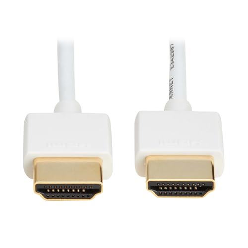 TRIPP LITE Series Slim 4K HDMI Cable with Ethernet, 3 Feet / 0.9 Meters, 4K@60Hz Video, Male-to-Male, White, 3.6MM Outer Diameter Cable, Lifetime Manufacturer's Warranty (P569-003-SLIM-W)