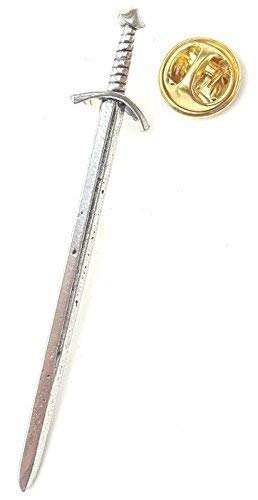 Emblems-gifts Long sword Design 3 Handcrafted from English Pewter in UK Lapel Pin Badge + 59mm Button Badge + Gift Bag