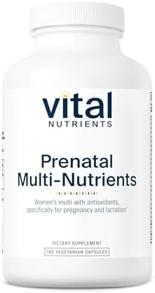 Vital Nutrients PreNatal Multi-Nutrients | Women’s Prenatal Multivitamin/Mineral Formula with Potent Antioxidants | Vegetarian | Gluten, Dairy, Soy Free | Non-GMO | 180 Capsules