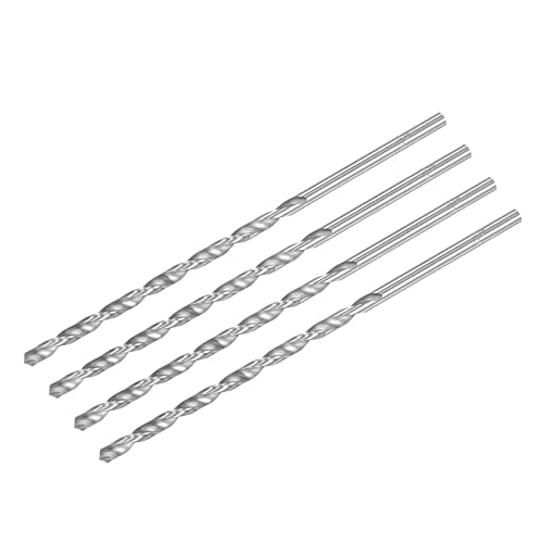 sourcing map HSS(High Speed Steel) Extra Long Twist Drill Bits, 5mm Drill Diameter 160mm Length for Hardened Metal Woodwork Plastic aluminum alloy 4 Pcs