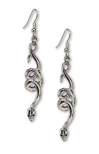 Coiled Snakes Serpents Silver Finish Pewter Dangle Earrings Snake Earrings for Women