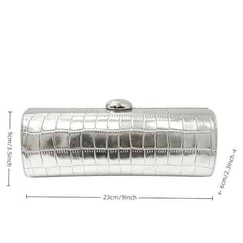 Image of Women Vegan Leather Evening Handbag Crocodile Pattern Handle Clutch Purse Cross Body Envelope Bag