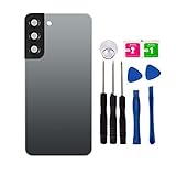 Replacement Repair Battery Back Glass Cover Back Housing Door Rear Panel for Samsung Galaxy S22 Plus S22+, with Frame Tape and Tools (with Camera Lens) (Gray)