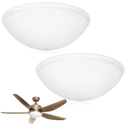 Image of Ceiling Fan Lamp Shades Replacement Frosted Glass Shade for Ceiling Swag Lamp, Pendant, Floor Mounted Fixture or Fan Replacement Globes, 11.8 inch Diameter x 4 inch High, 2 Pack, White