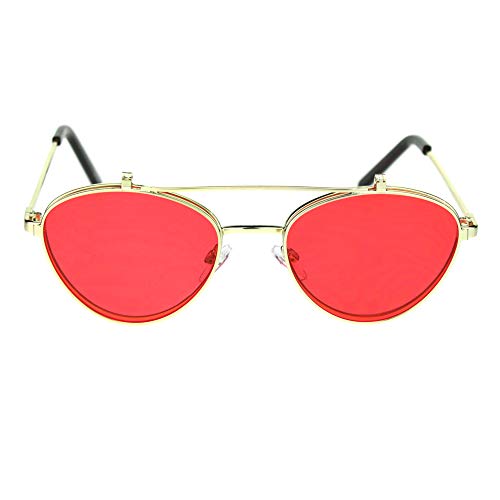 PASTL Flip Up Sunglasses Rounded Triangular Metal Frame Clear Glasses Under3