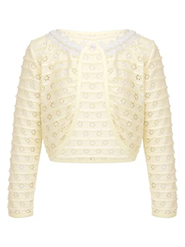 Little Girls Kids Floral Printed Knit Cardigan Long Sleeve One Button Closure Bolero Shrug Cover Up Yellow 11-12 Years