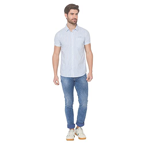 Image of Spykar Men's Cotton Slim Casual Shirts (Sky Blue) (4XL) (MSH-01BB-282)