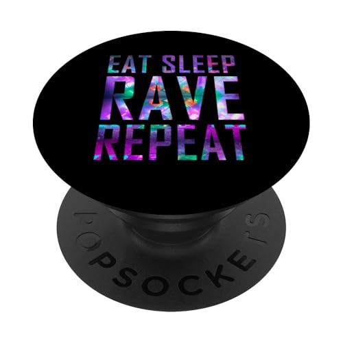 Eat sleep rave repeat design per feste e festival popsockets popgrip adesivo
