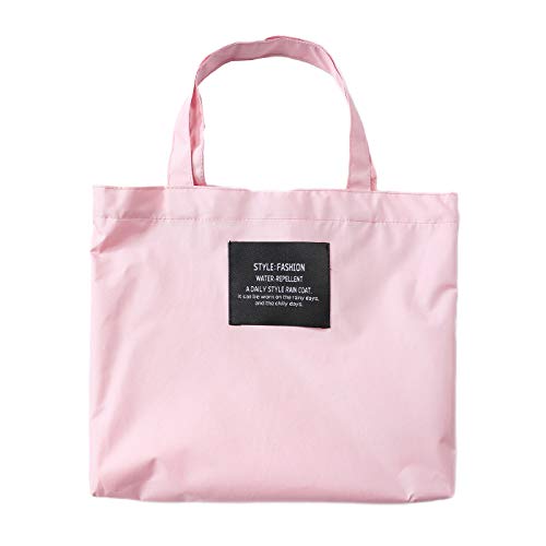 Freesmily Damen Stilvoller langer Regenmantel mit wasserdichter Regenjacke mit Kapuze (Rosa, L)