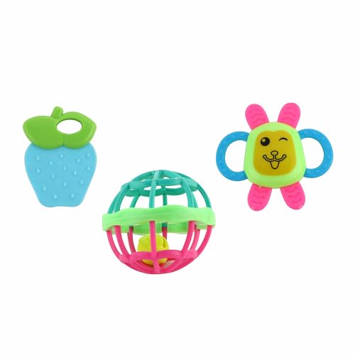 Image of Chanak Baby Kinder Rattle Set for 0-6 Months Old Baby, Non-Toxic, 100% BPA Free, Infant Grab, Spin & Shake Rattles, Colorful Rattles with 3 Pcs, Early Educational Sensory Toy, BIS Approved