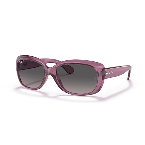 Ray-Ban Womens RB4101 Jackie Ohh Butterfly Sunglasses, Transparent Violet/Grey Gradient Polarized, 58 mm