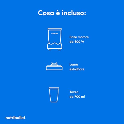 nutribullet Original 600, Frullatore Elettrico, Tritatutto, Frullatore Smoothie, Frullatore Tritatutto Multifunzione, Potenza 600 Watt, nero, NB603B - 8