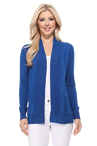 Image of YEMAK Women's Long Sleeve Open Front Knit Sweater Cardigan Shrug with Pocket (S-XL)