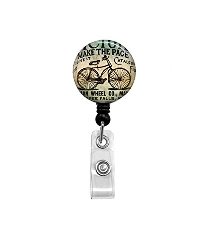 Bike Badge Reel - Retro Bicycle Art - Retractable ID Holder - Bicycle Badge Reel - Nurse Badge Reel - ID Holder - Bicycle Love