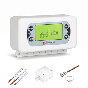 ENVIRON- CLIMA500 Witterungsgeführte Heizungssteuerung mit Fühlerset | Mischerregelung Heizkreis Steuerung Pumpe 3 Wege Mischer Regler | 15 Anlageschemata