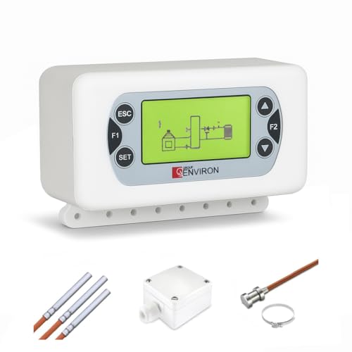 ENVIRON- CLIMA500 Witterungsgeführte Heizungssteuerung mit Fühlerset | Mischerregelung Heizkreis Steuerung Pumpe 3 Wege Mischer Regler | 15 Anlageschemata