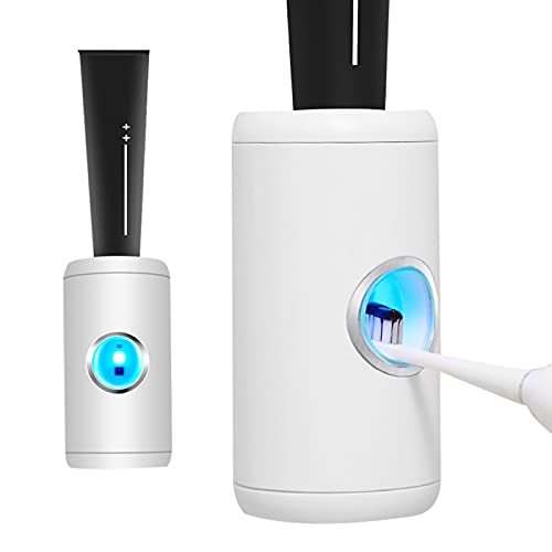 IKTOD Electric Induction Toothpaste Dispenser, Automatic Toothpaste Squeezer with Sensor, Toothbrush Holder Wall Mounted Suitable for Adults and Children