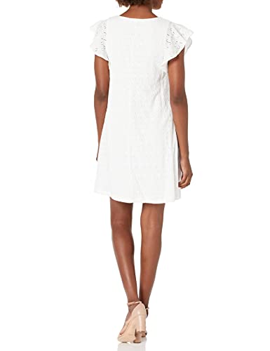 Nine West Women's Mia-Flutter Sleeve Swing Dress, White, 8 #TOP1