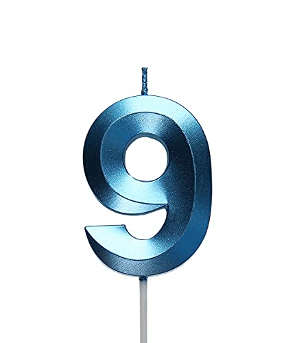 Blue 9 Birthday Candles