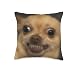 Funny Grinning Chihuahua Face Cute Blurry Meme Throw Pillow