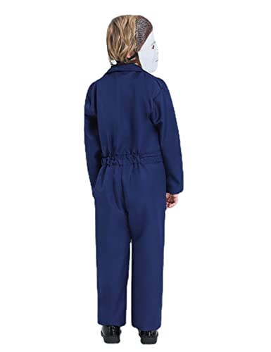 Firecos Halloween Horror Killer Cosplay Jumpsuit Coveralls Costume Props Halloween Costume With Mask For Kids Boys(M) #TOP1