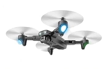 WENGONVILA Foldable Remote Control Pioneer Drone with Dual Camera HD Wide Angle Lens Optical Flow Positioning with 1600 Mah Battery GD-118 WiFi FPV Pioneer 4-Axis Dual Camera with Dual Flash Lights.