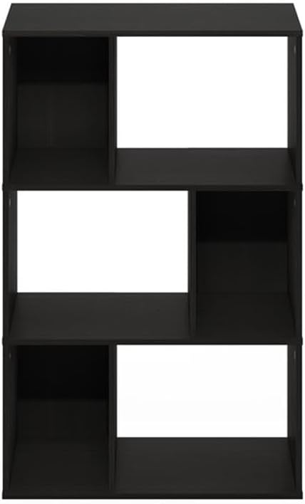 Pemberly Row 6-Cube Irregular Storage Bookcase, Espresso Finish, Composite Wood, 11.73 x 23.62 x 36.85 Inches, Open and Closed-Back Design, Modern Bookshelf for Living Room, Office, or Small Spaces