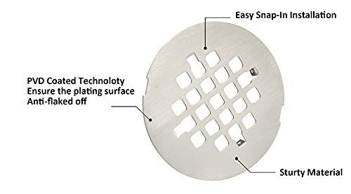 Artiwell 4-1/4” OD Snap-in Shower Drain Cover, Round Shower Drain Strainer Grid, Replacement Cover, Designed for Long-Lasting - Thumbnail 4