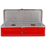 Operitacx Cassetta degli Attrezzi in Metallo Spesso, Contenitore Portautensili ad Alta Capacità, Organizzatore Strumenti Meccanici Portatile per Auto e Uso Domestico, Scatola per Riporre