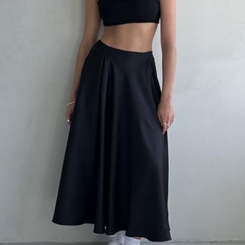 Women's Satin Maxi Skirt Spring Fall Elegant Silk High Waisted Skirt Flowy A Line Casual Formal Swing Long Skirts4
