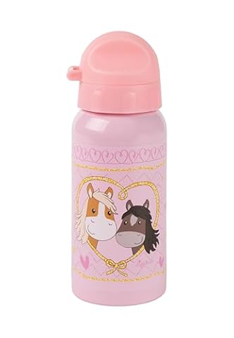 SIGIKID Butelka na wodę Pony Love, ze stali nierdzewnej, szczelna, odporna na BPA, wytrzymała, lekka, może być zdemontowana z zamkiem obrotowym, dobra do czyszczenia, dla dzieci w wieku 3-8 lat, nr